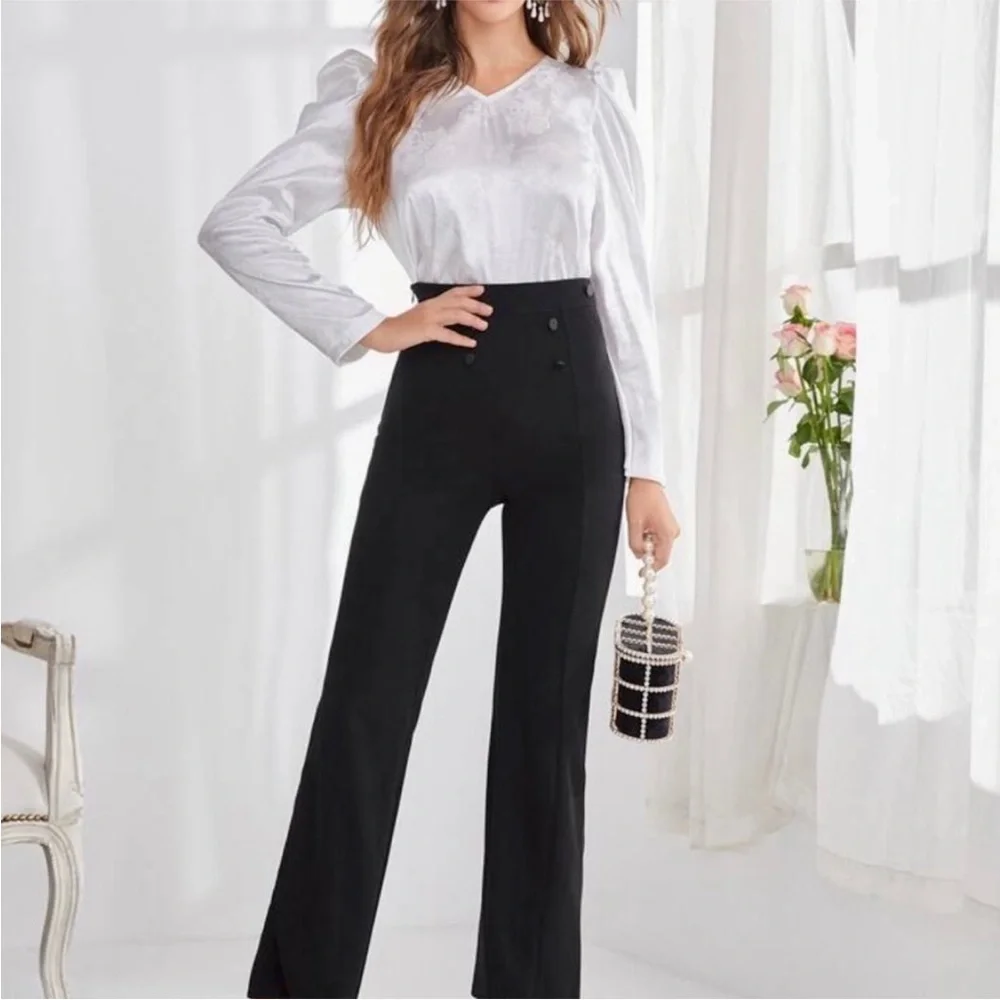 Flare leg stretchy black pants